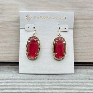 Kendra Scott Dani Silver Drop Earrings in Bright Red Opaque Glass